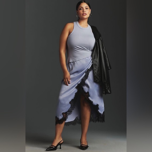 Anthropologie Dresses & Skirts - Anthropologie Keely Twofer Periwinkle Blue knit and satin midi dress